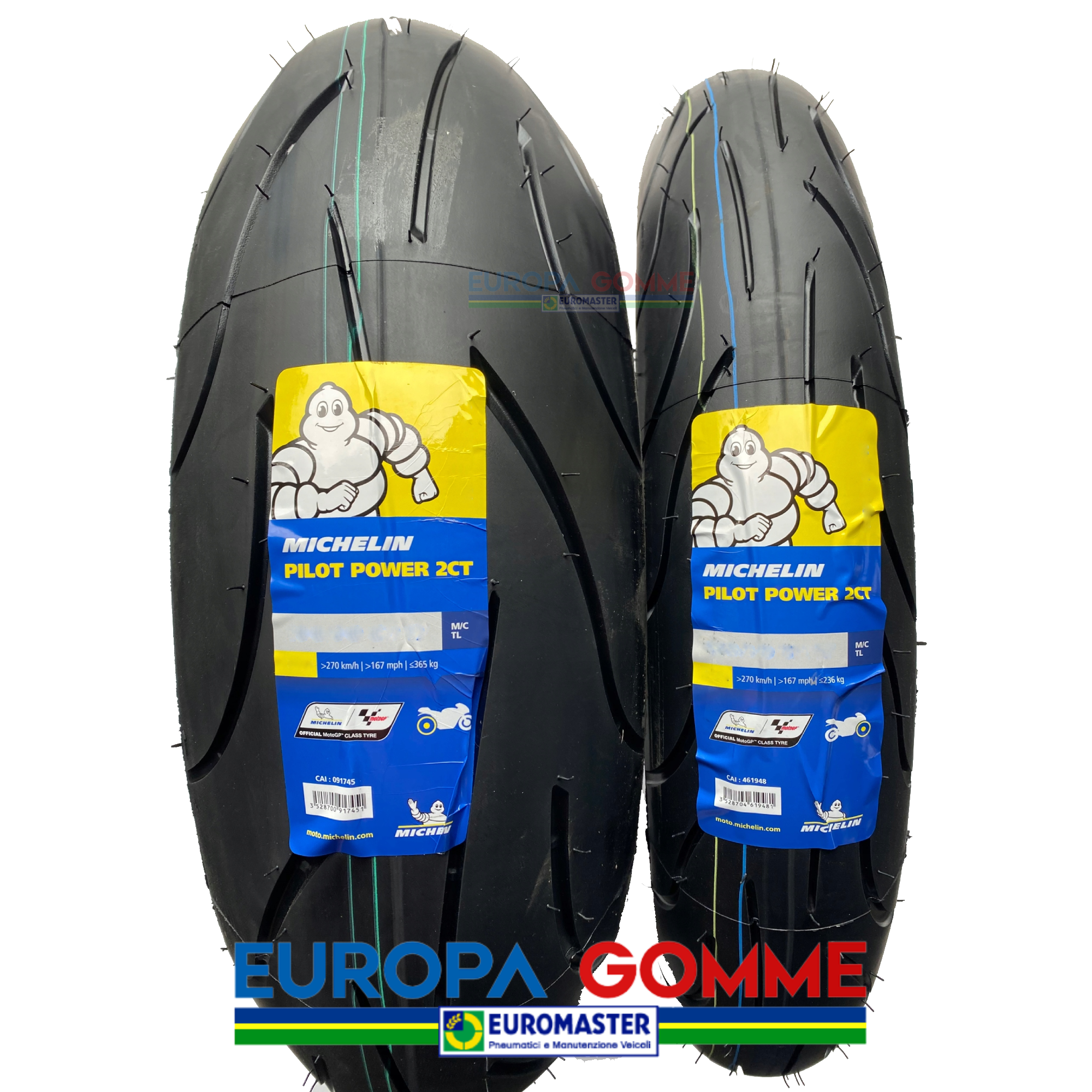 Coppia Michelin 120/70 ZR17 58W + 180/55 ZR17 73W Pilot Power 2CT - Europa Gomme