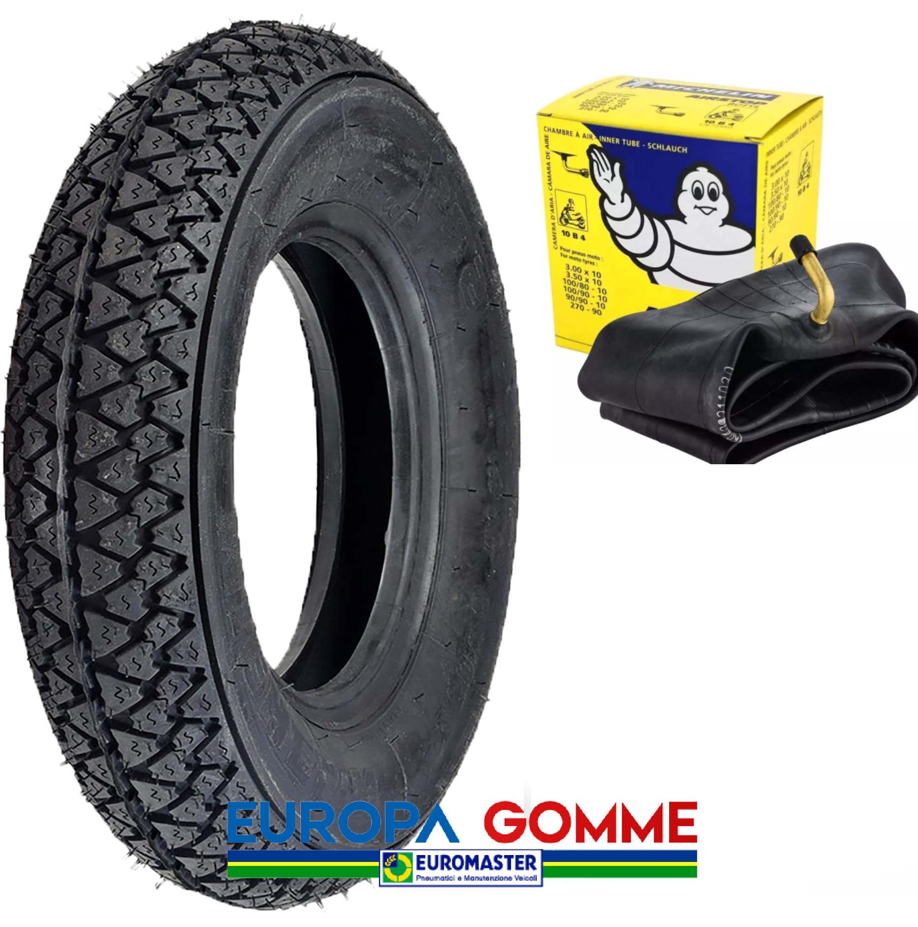 Michelin 3.00 - 10 42J S83 TL/TT Vespa/Ape + Camera D'aria Michelin CH. 10B 4 VALVE 1202